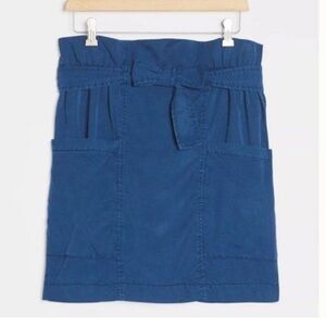 Anthropologie Amadi Nantes Blue Tencel Belted Bag Skirt Sz:Small NWT